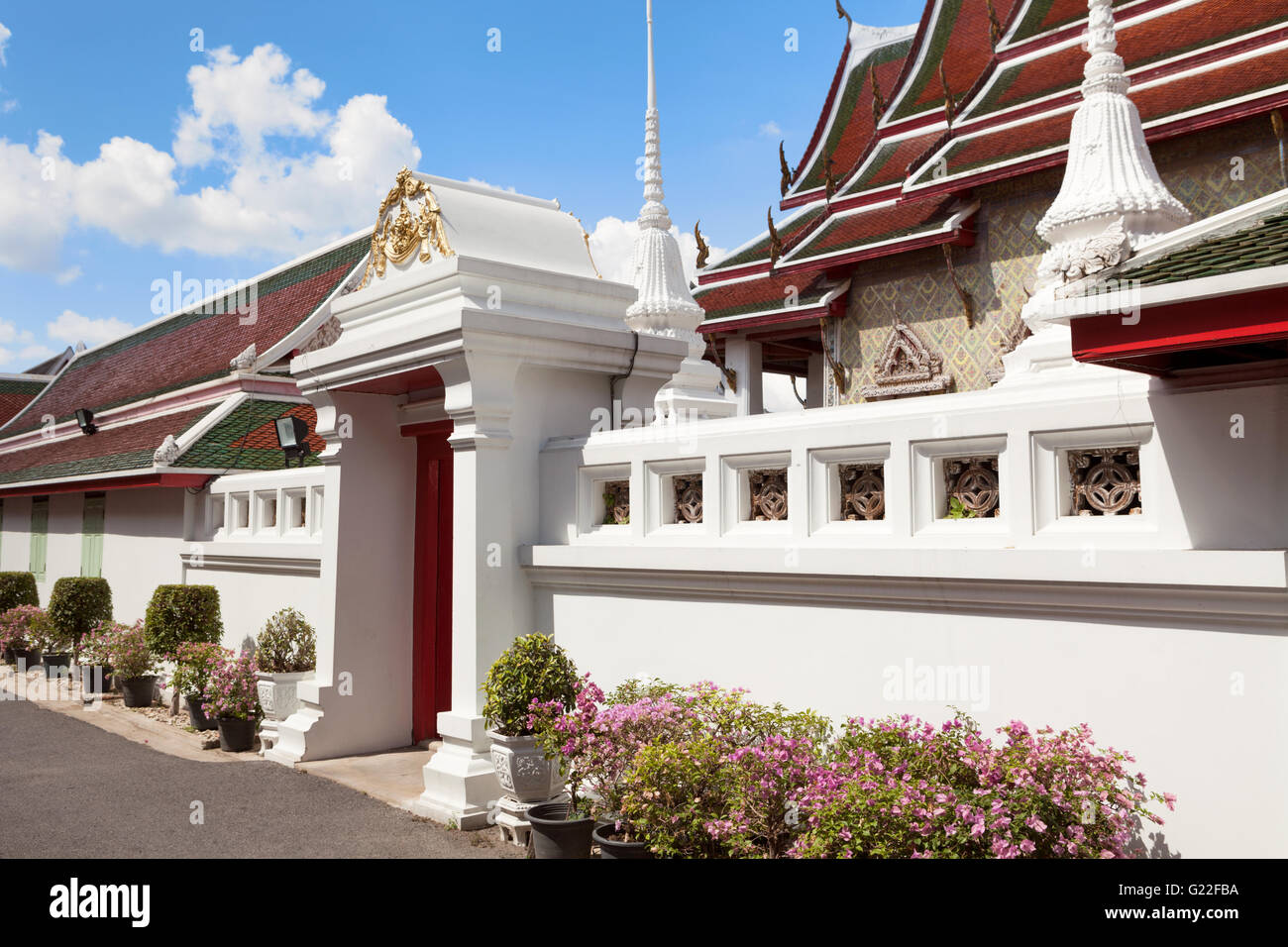 Thai Temple Wall In Bangkok Thailand Stock Photo