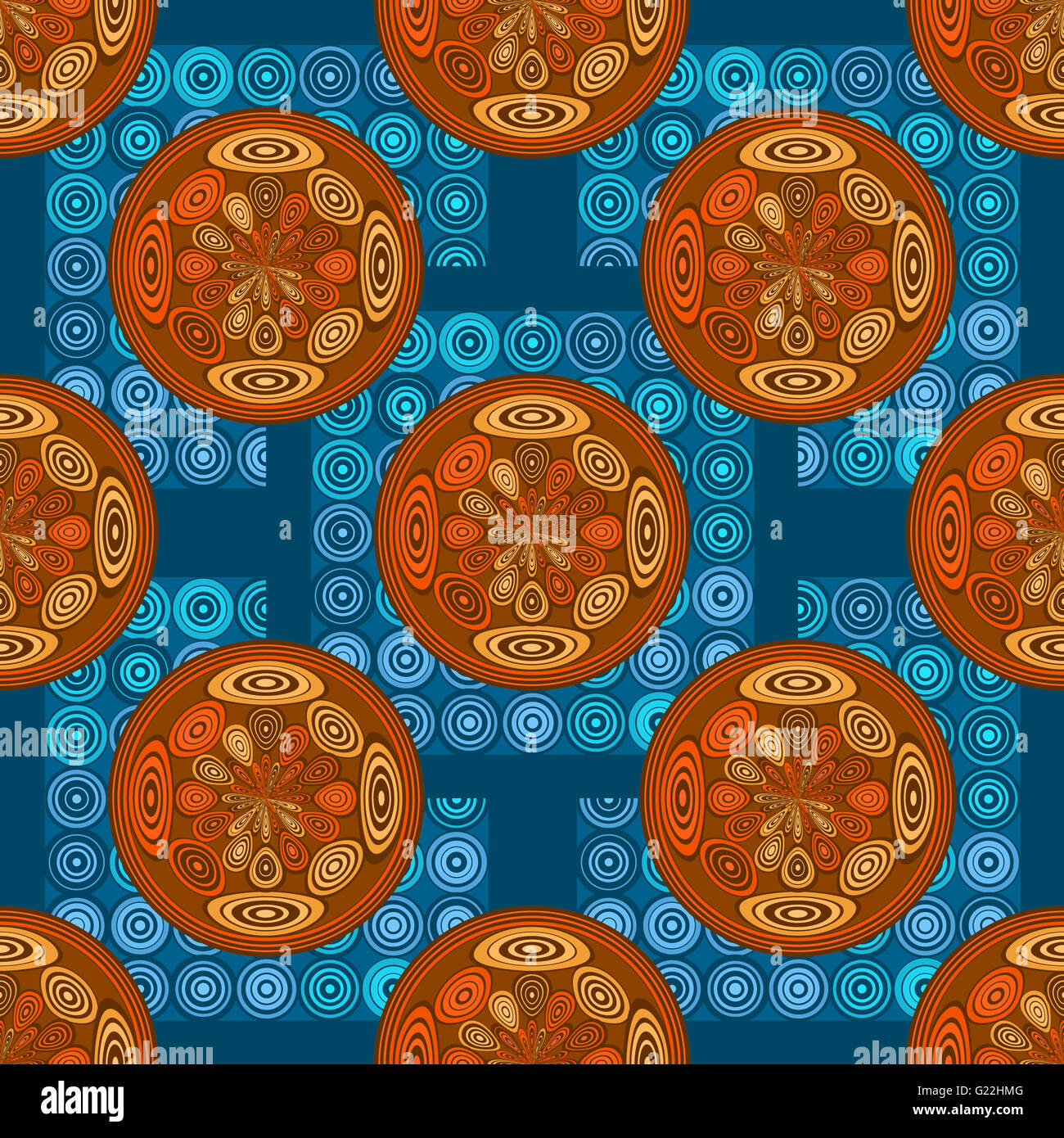 Orange and blue geometric pattern made with circles. Algorithmic ...