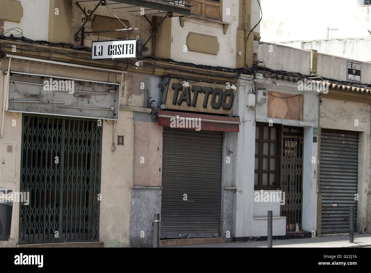 a beautiful picture of derelict closed street shops in Palma de