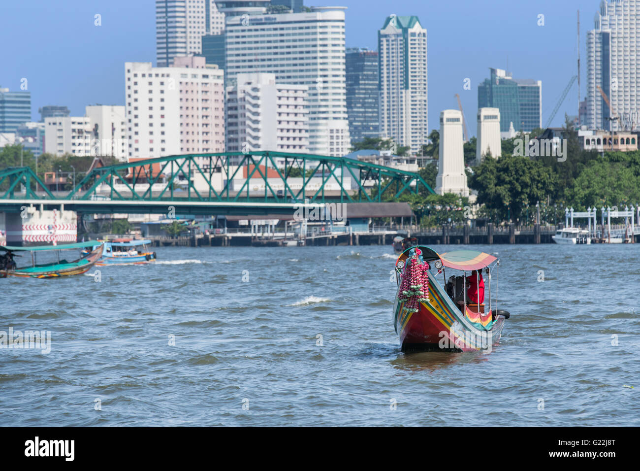 Long Tail Boats In Bangkok On The Chao Phraya River Stock Photo