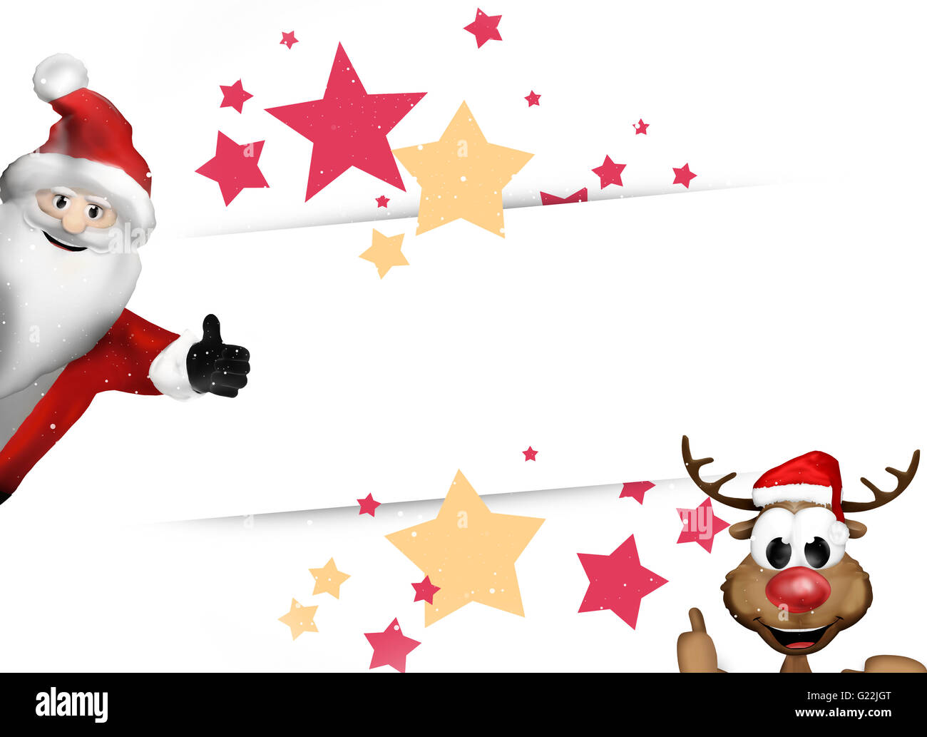 Santa Claus and Reindeer Festive Stars Stock Photo