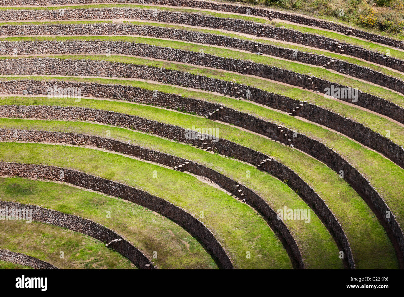 Incan agricultural terraces at Moray, Peru Stock Photo