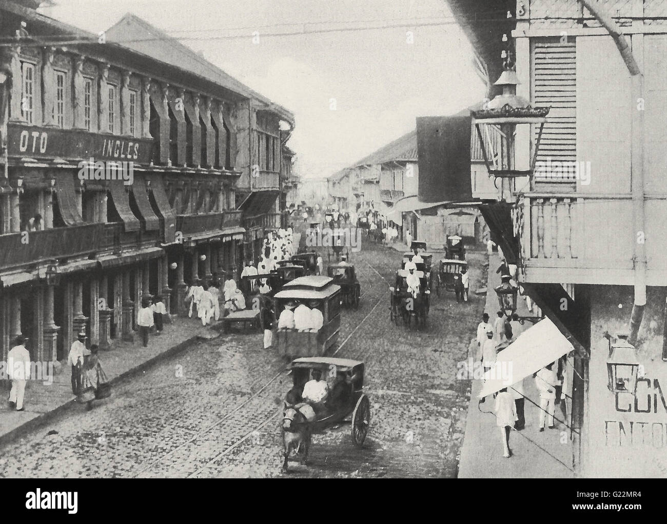 The Escolta, the principal thoroughfare of Manila, Philippines, 1898 Stock Photo