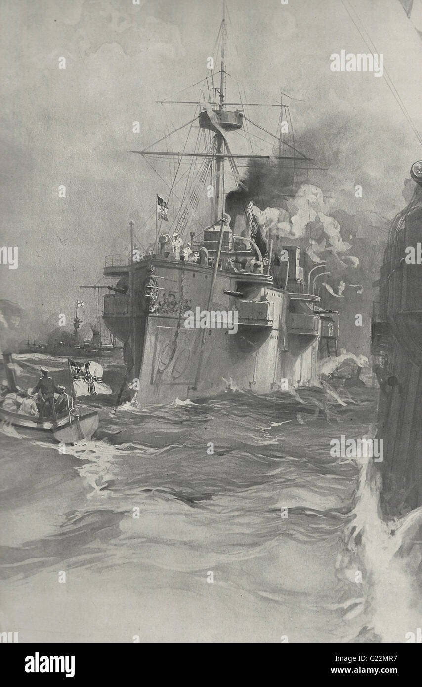 German Naval Squadron in Asian Waters during the Spanish American War Stock Photo