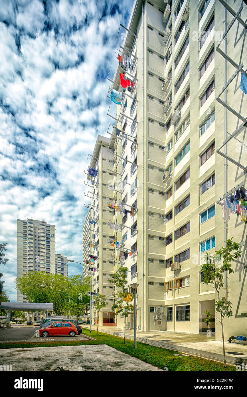 An HDB public housing estate in Singapore on July 12, 2012. Stock Photo