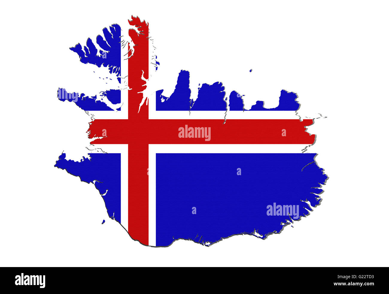 3d rendering of Iceland map and flag on white background Stock Photo ...