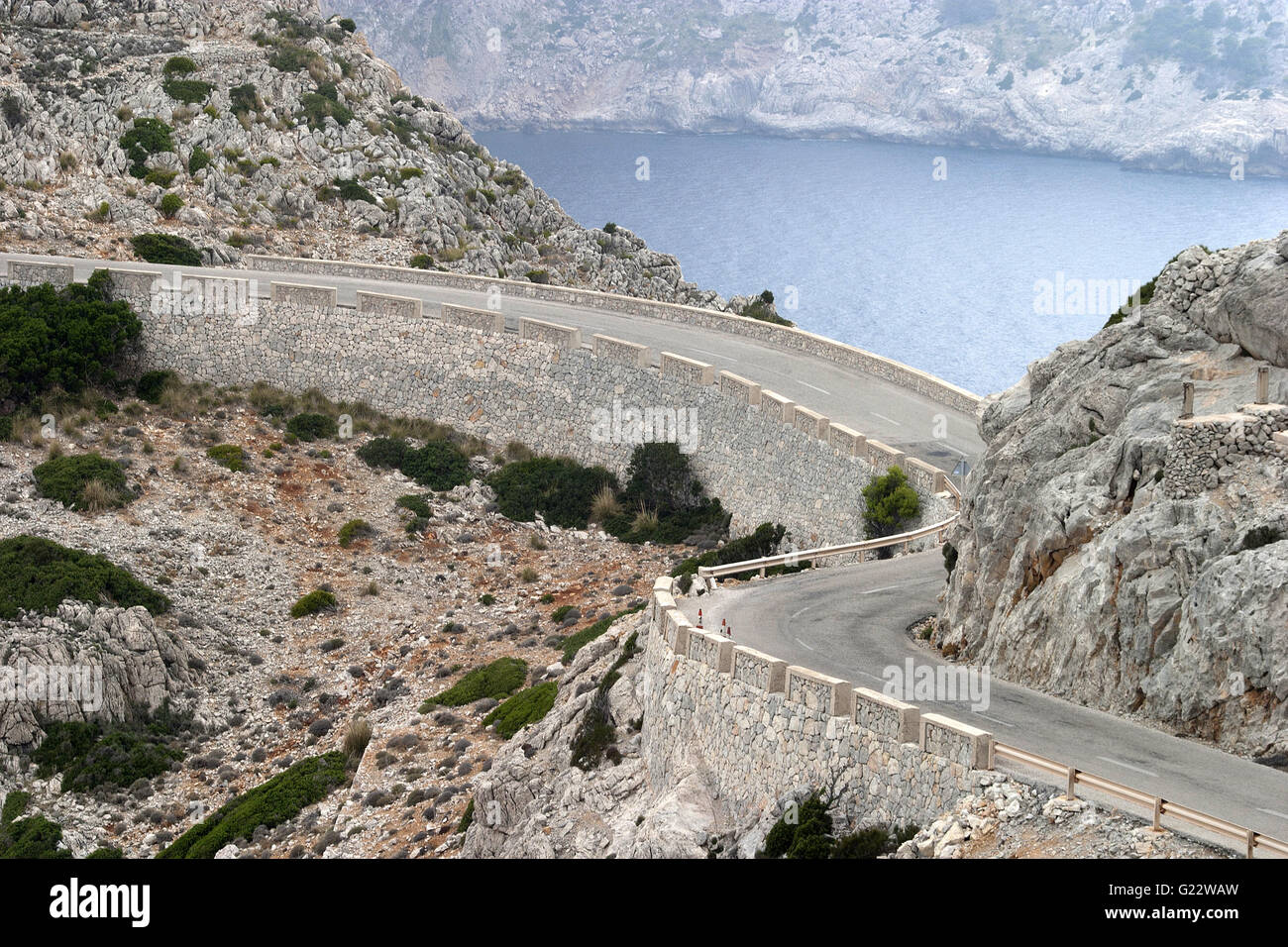 a beautiful picture of a bendy road in Cap de Formentor, Palma de Mallorca, Spain, seaside, tourism, holidays, summer, nature Stock Photo
