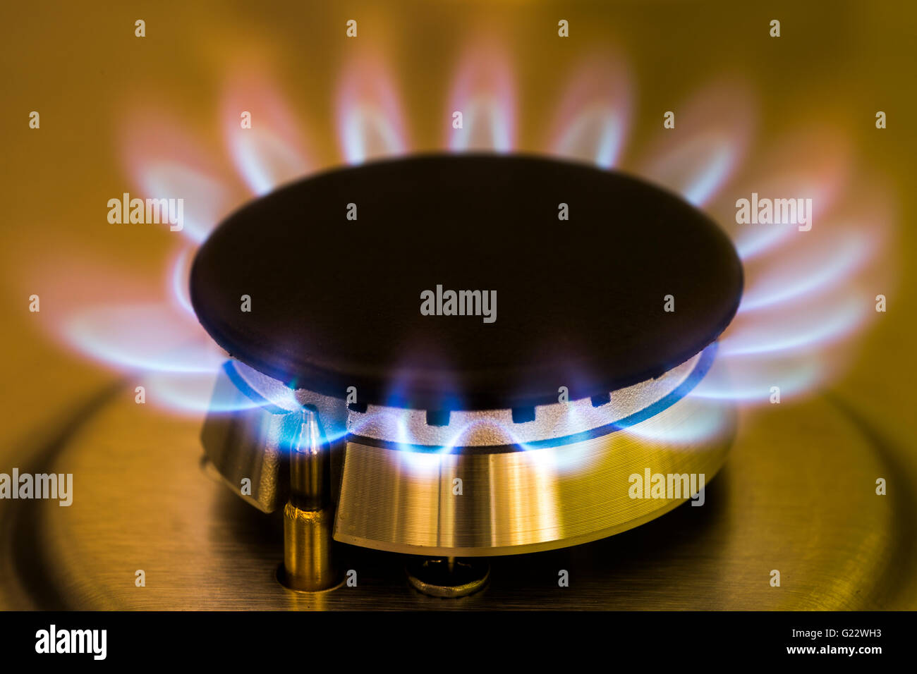 Burning flame on gas hob Stock Photo Alamy