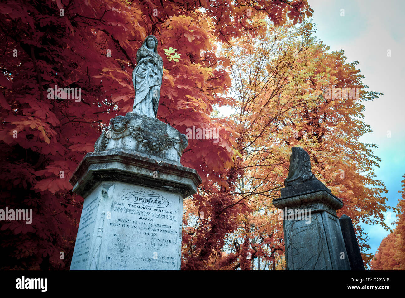Nunhead Cemetery Annual Open Day in South East London, UK. Photographed in Infrared Stock Photo