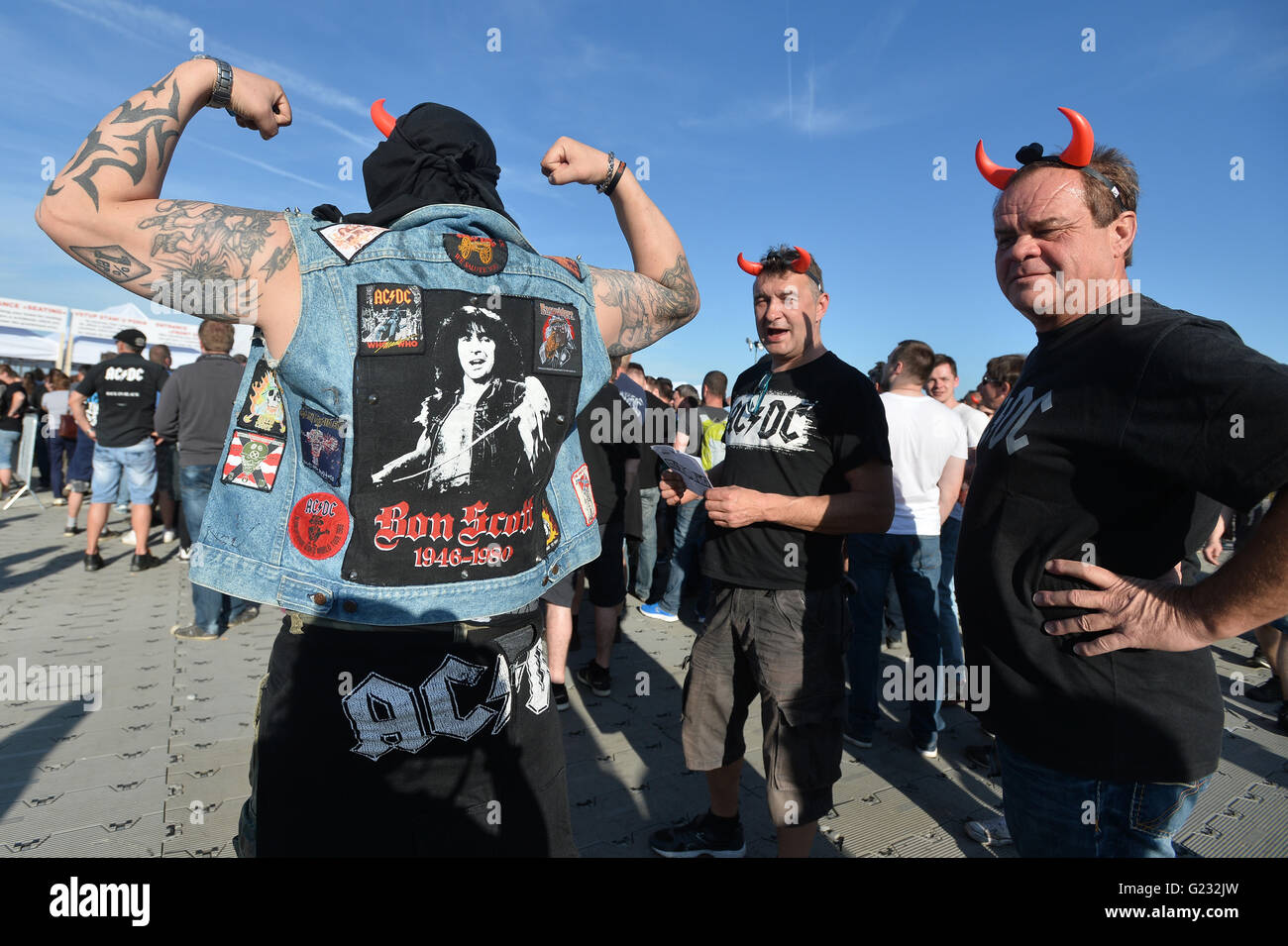 Prague, Czech Republic. 22nd May, 2016. Fans pose during the concert of ...