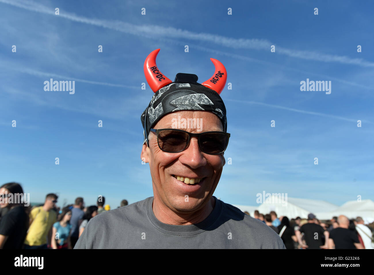 Prague, Czech Republic. 22nd May, 2016. Fans poses during the concert ...