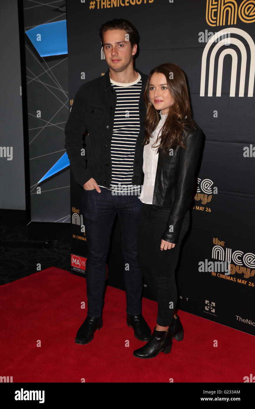 Sydney, Australia. 23 May 2016. Celebrities arrived on the red carpet at Event Cinemas, George Street for the Sydney premiere of The Nice Guys. Pictured: Philippa Northeast and Isaac Brown. Credit:  Richard Milnes/Alamy Live News Stock Photo