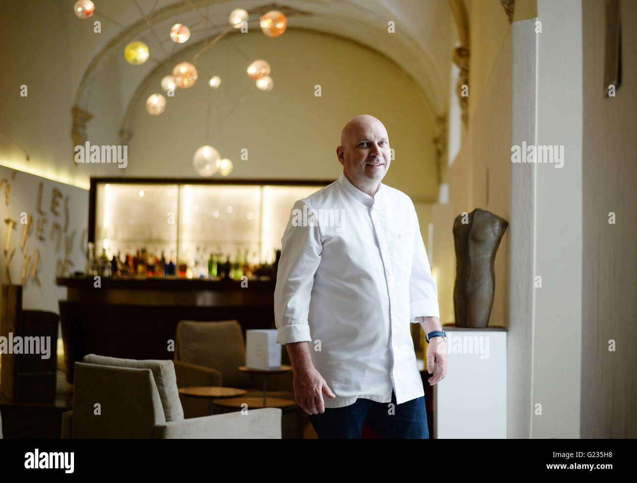 British chef Marc Fosh poses in his restaurant 'Simply Fosh' in the  historic district of Palma on Majorca island, Spain, 09 May 2016. He has  been awarded a Michelin star. His Mediterranean