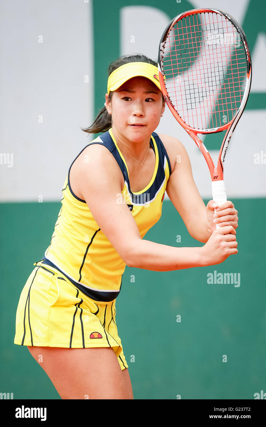 Paris, France. 23rd May, 2016. Nao Hibino (JPN) Tennis : Nao Hibino of  Japan during the Women's singles first round match of the French Open tennis  tournament against Simona Halep of Romania