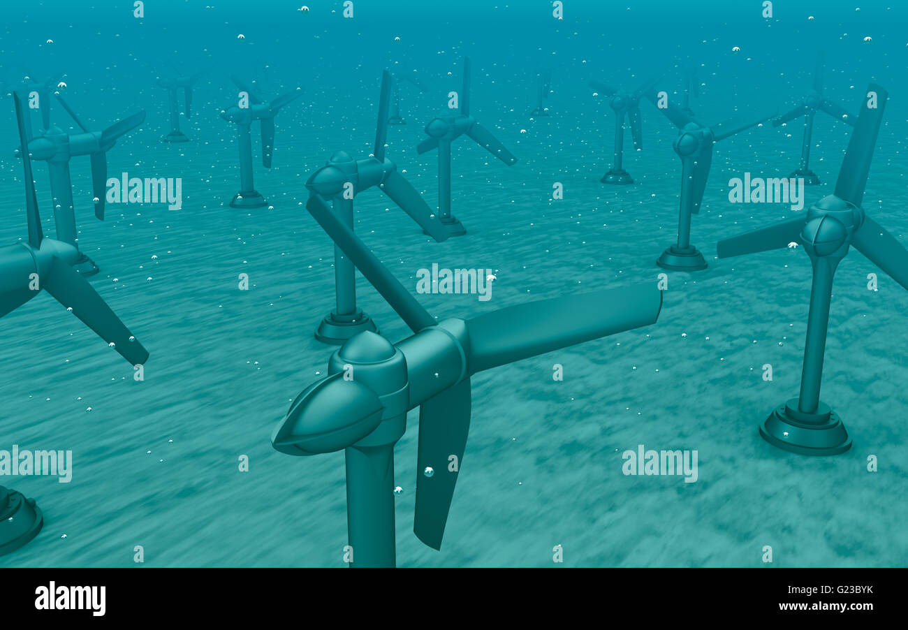 Tidal wave turbines on the bottom of the sea Stock Photo - Alamy