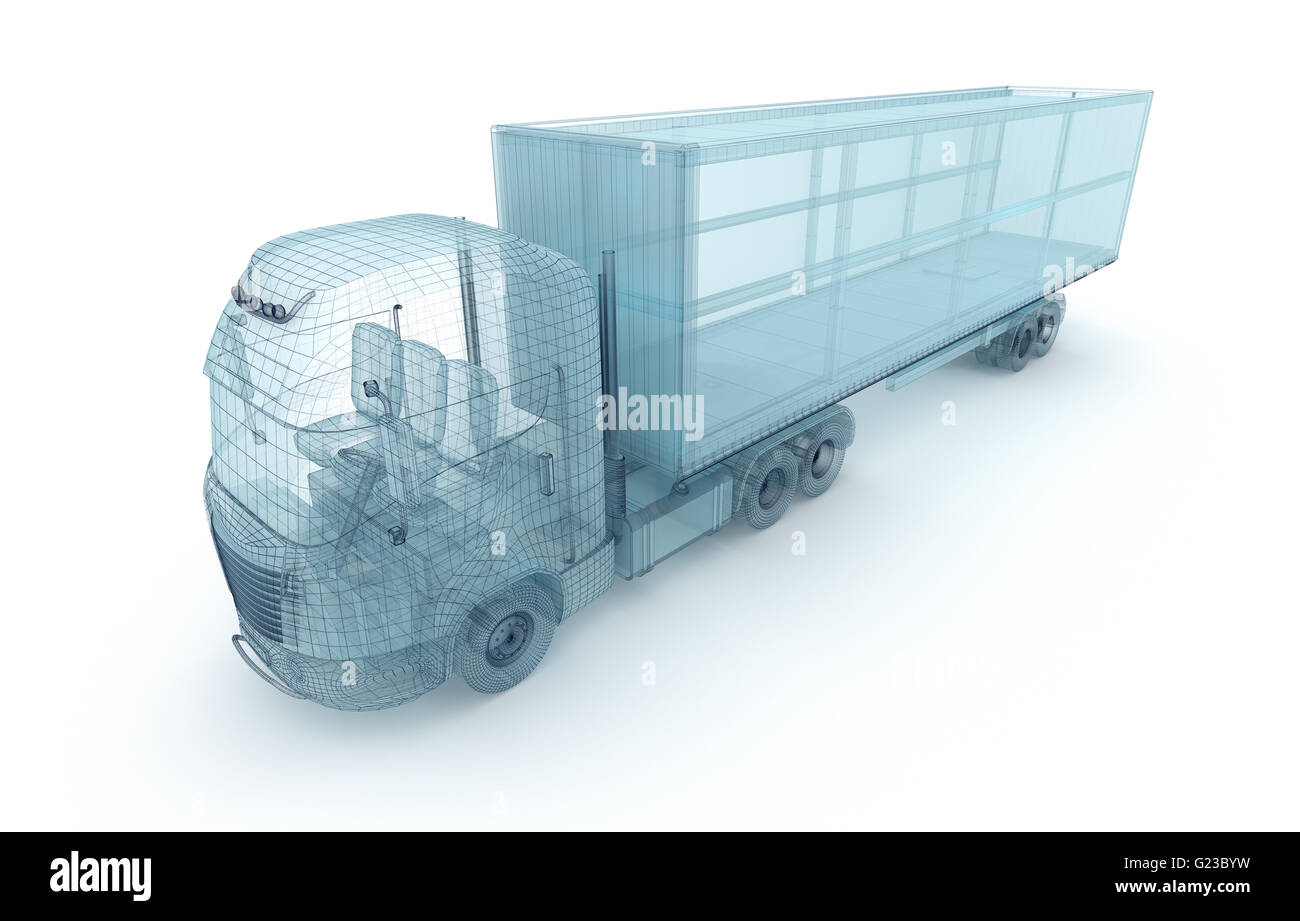 Truck Container Design Pattern Truck with cargo container, wire model. My own design Stock Photo - Alamy