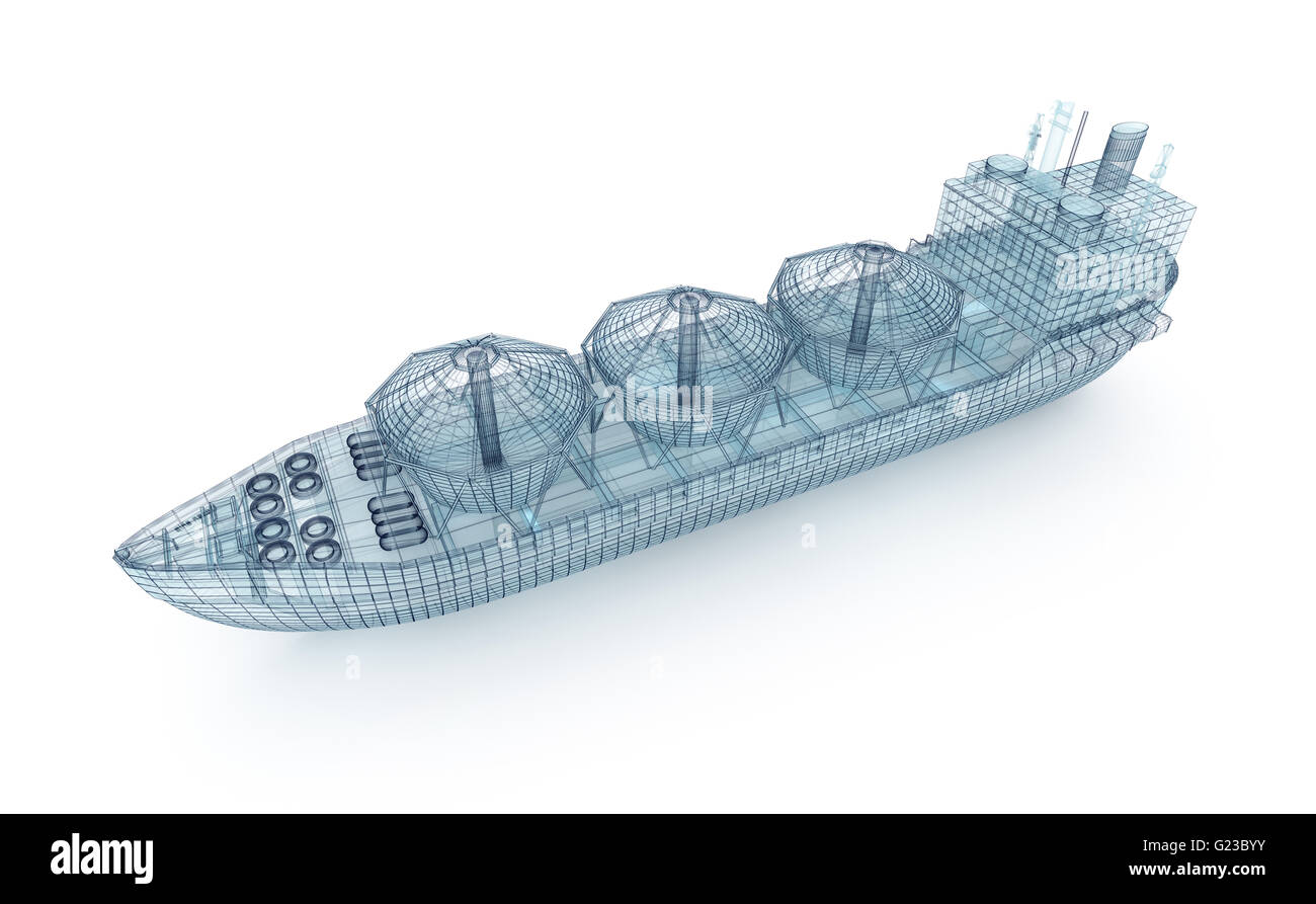 Wire Model Ship Oil tanker ship wire model isolated on white. My own design Stock Photo ...