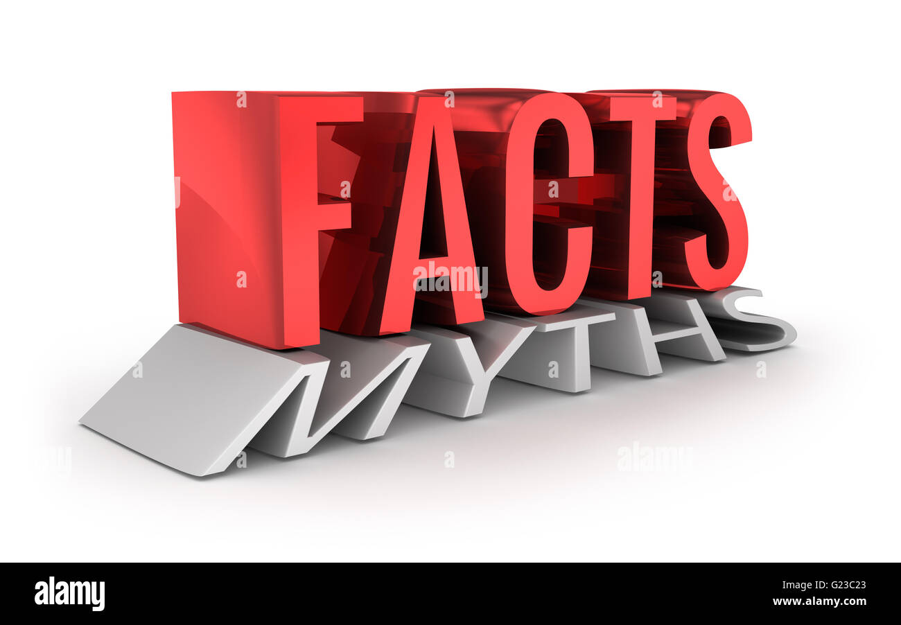 Facts instead of Myths 3d word concept over white Stock Photo