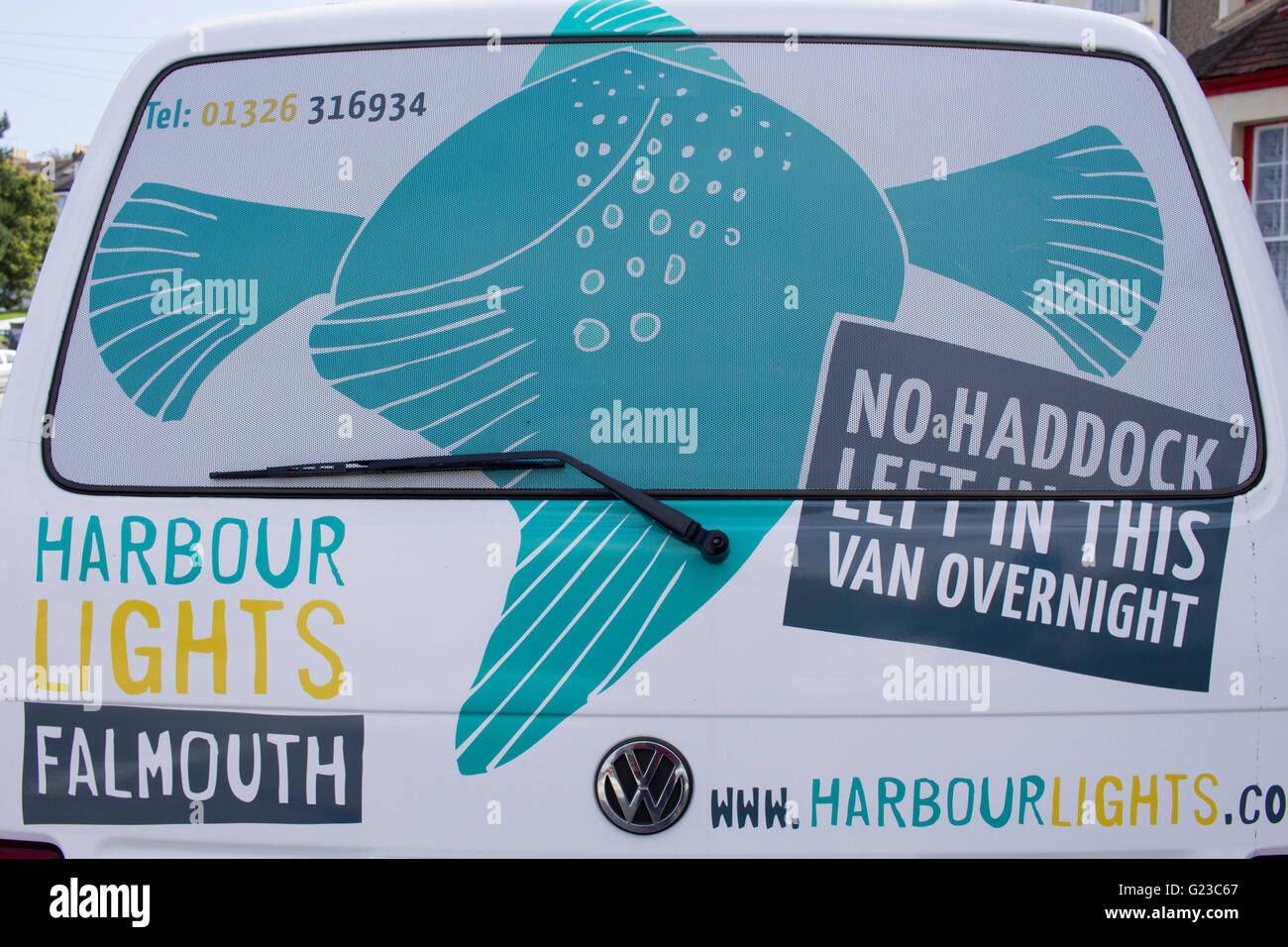 Harbour Lights van fish and chip shop, Falmouth, Cornwall Stock Photo