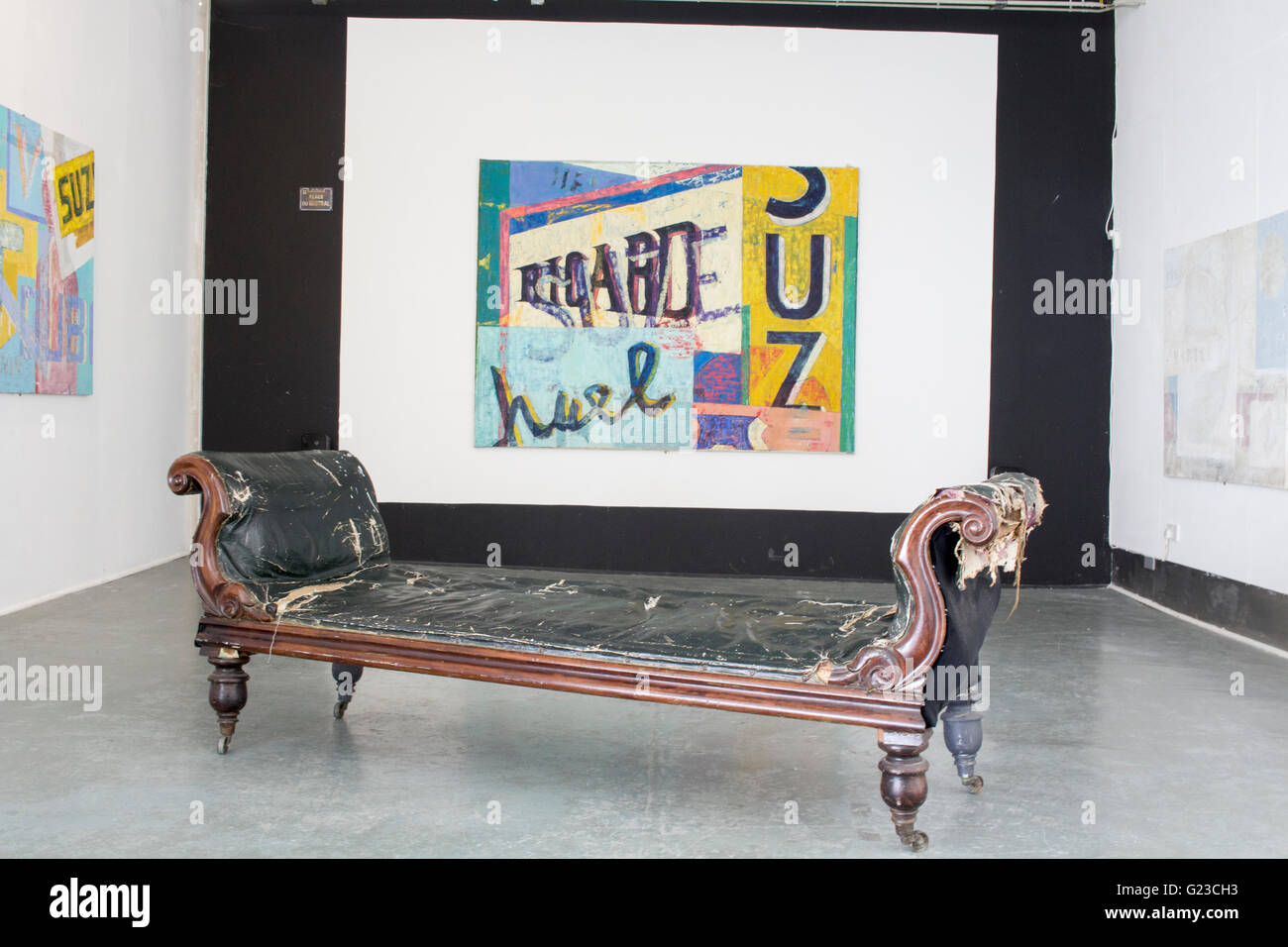 A chaise lounge at the PZ Gallery, Penzance Stock Photo