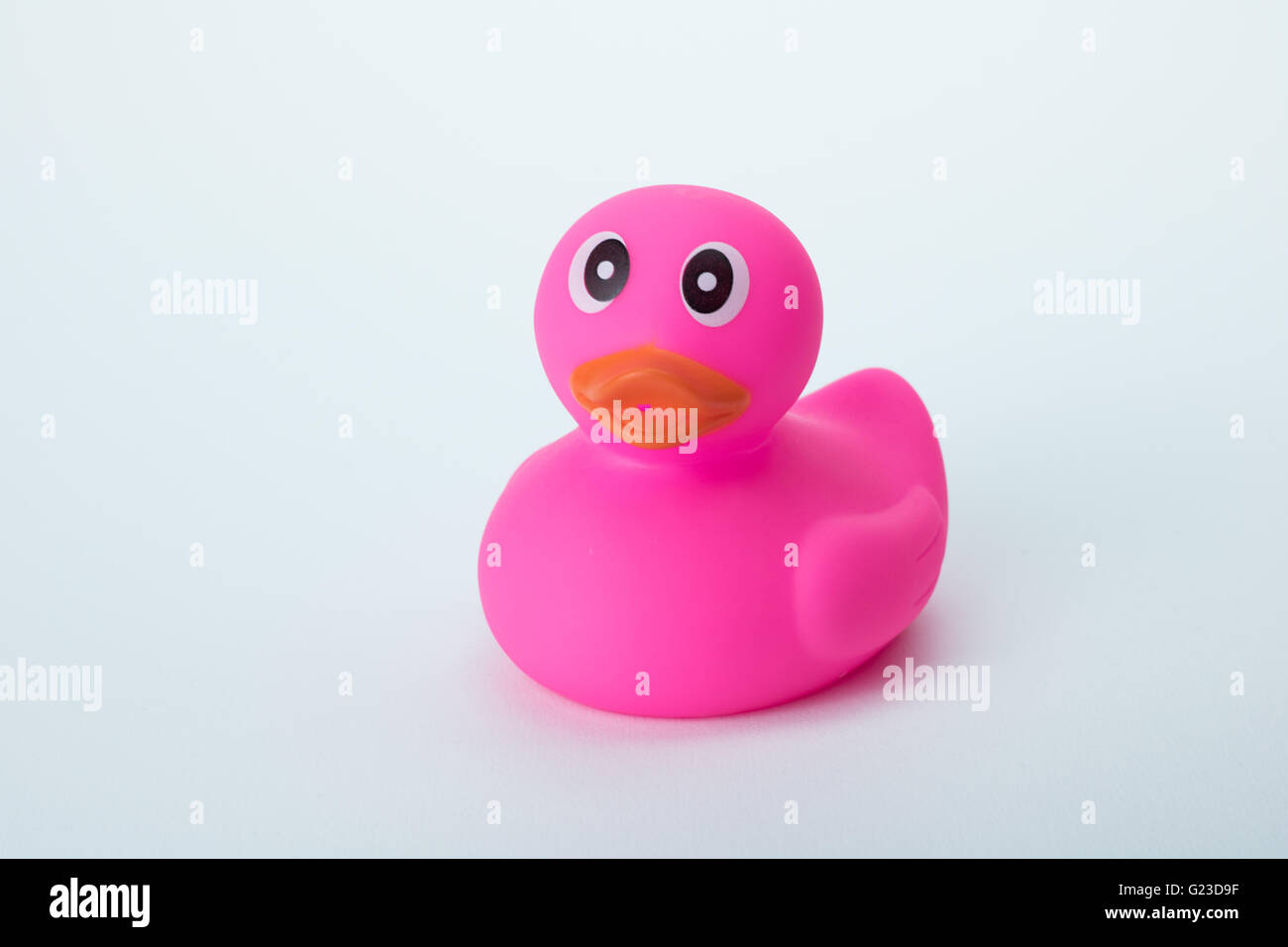 Bright pink rubber duck Stock Photo
