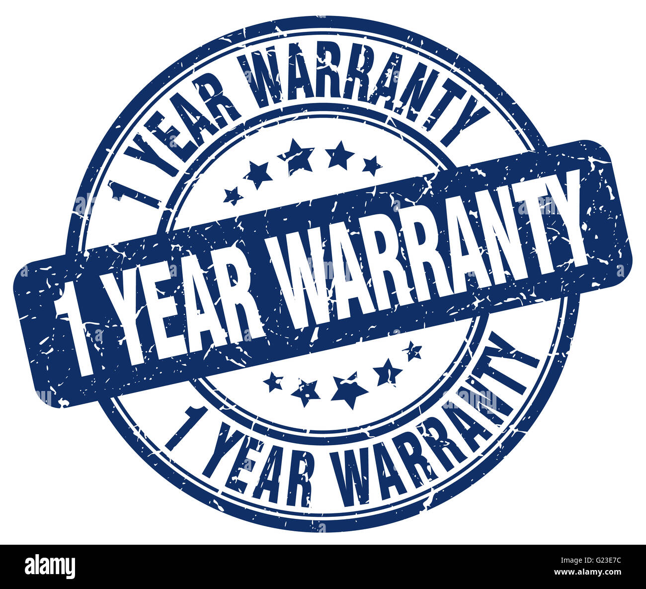1 year warranty blue grunge round vintage rubber stamp Stock Photo - Alamy