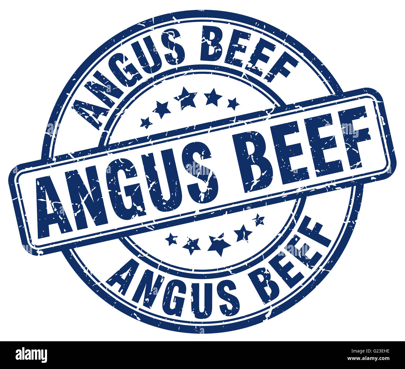 angus beef blue grunge round vintage rubber stamp Stock Photo - Alamy