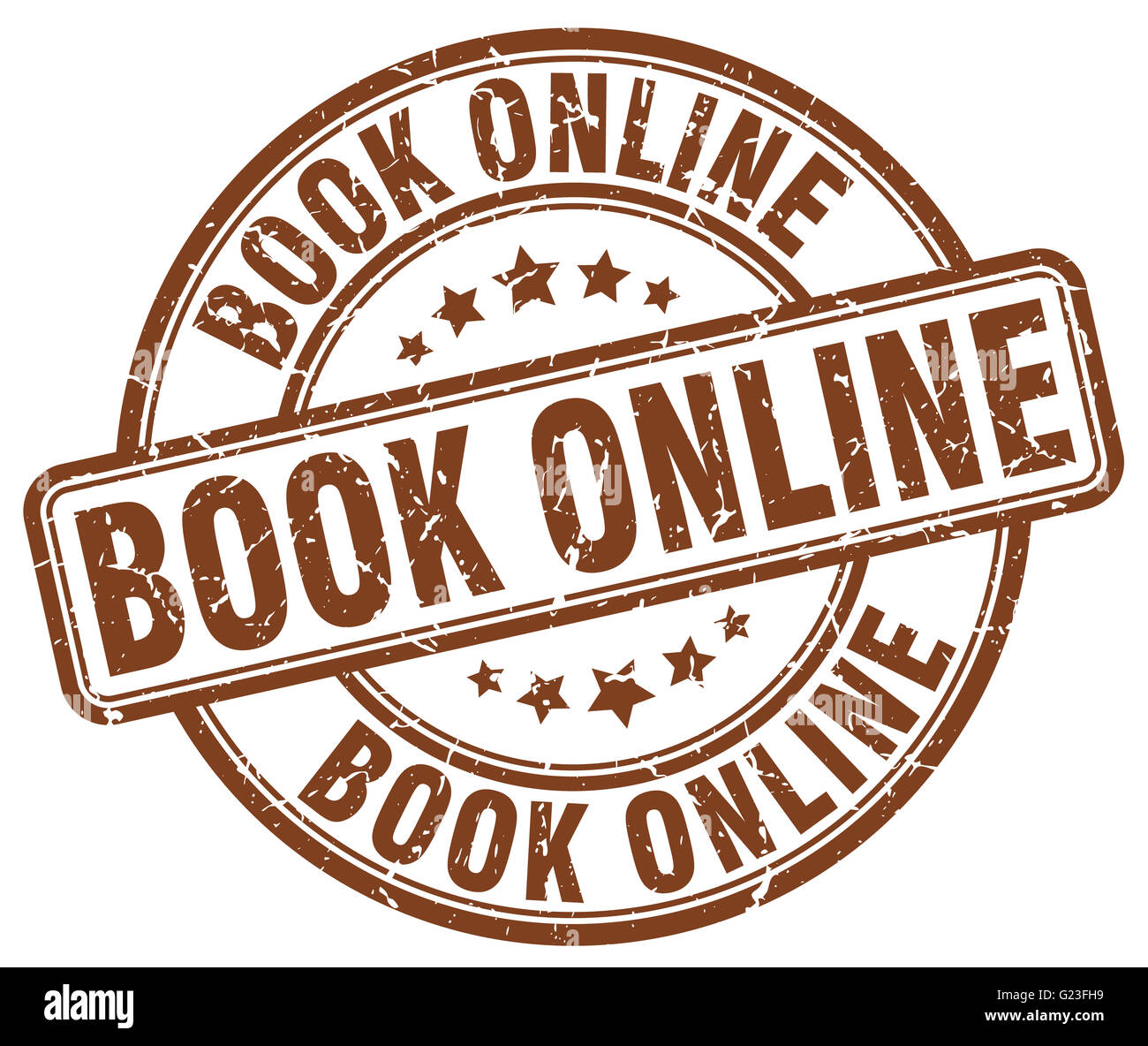 book online brown grunge round vintage rubber stamp Stock Photo - Alamy