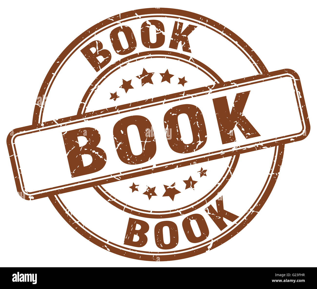 book brown grunge round vintage rubber stamp Stock Photo - Alamy