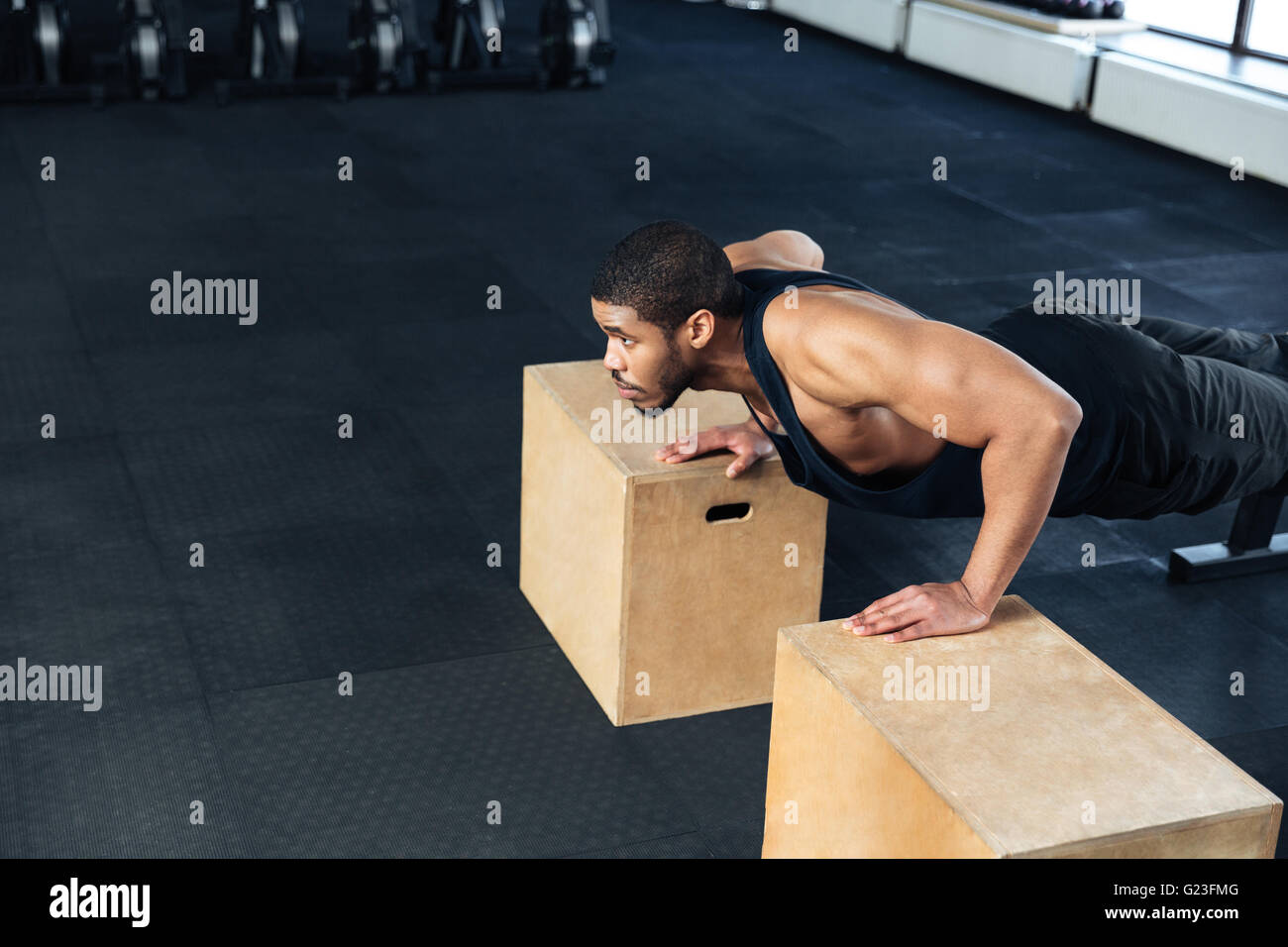 Young Healthy Athlete Doing Push Ups As Part Of Bodybuilding Training ...