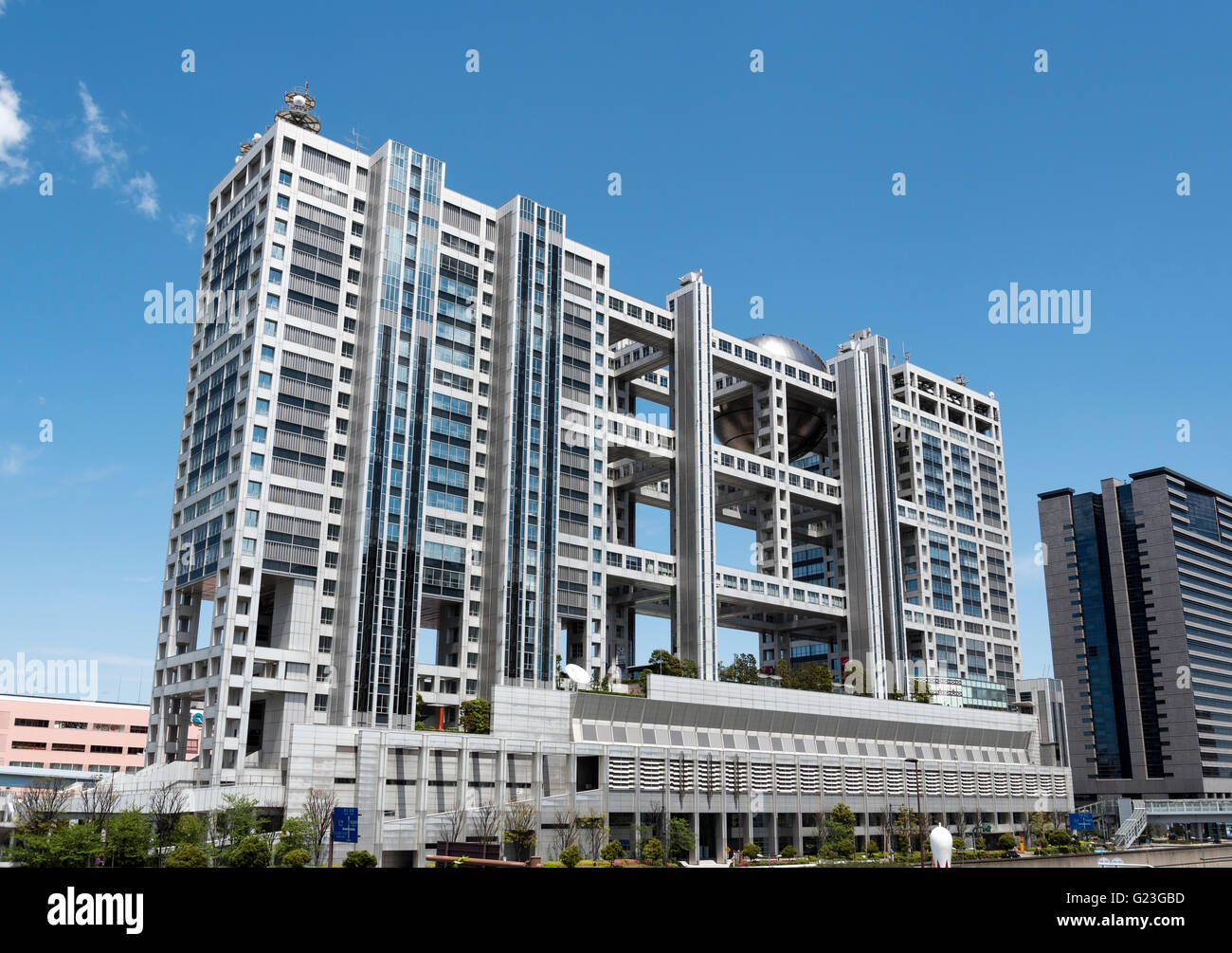 Fuji Television headquarters building in Odaiba (Daiba), Tokyo Bay, Japan Stock Photo