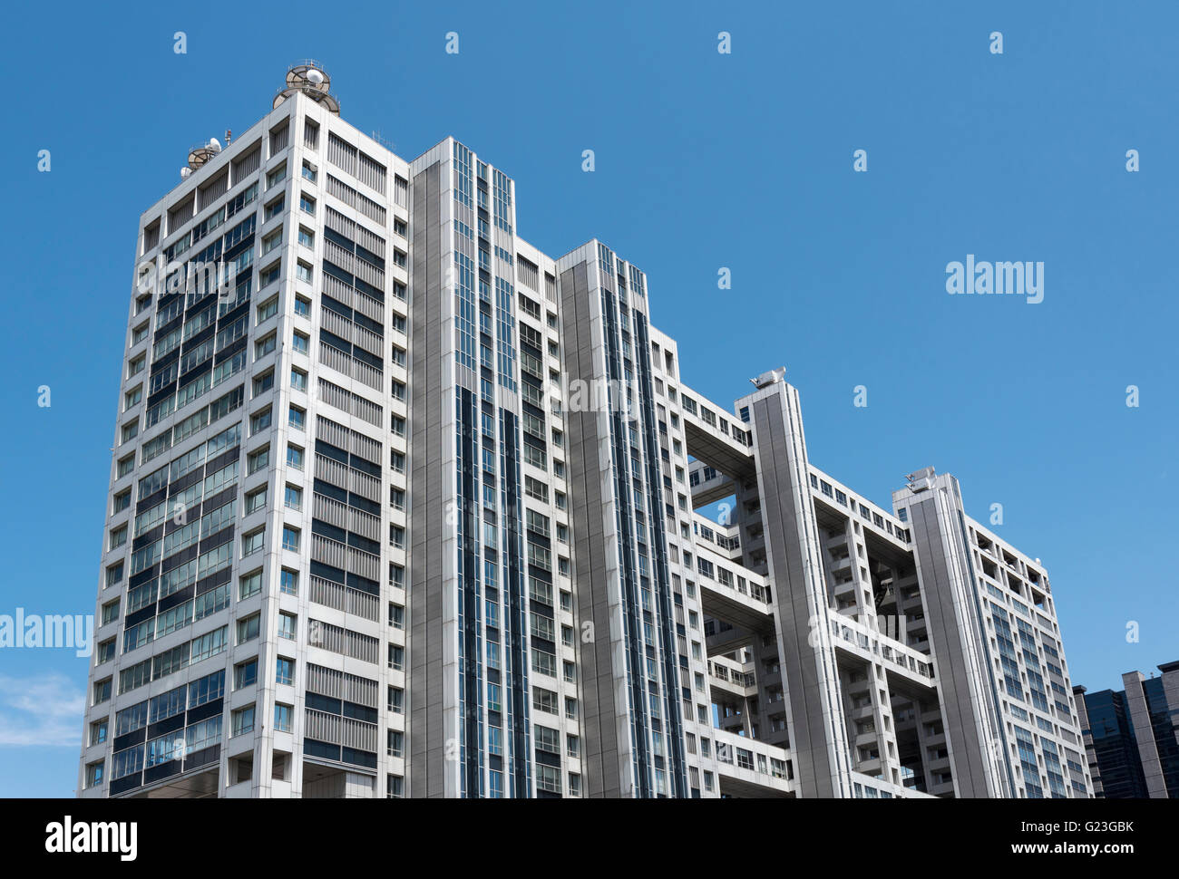 Fuji Television headquarters building in Odaiba (Daiba), Tokyo Bay, Japan Stock Photo