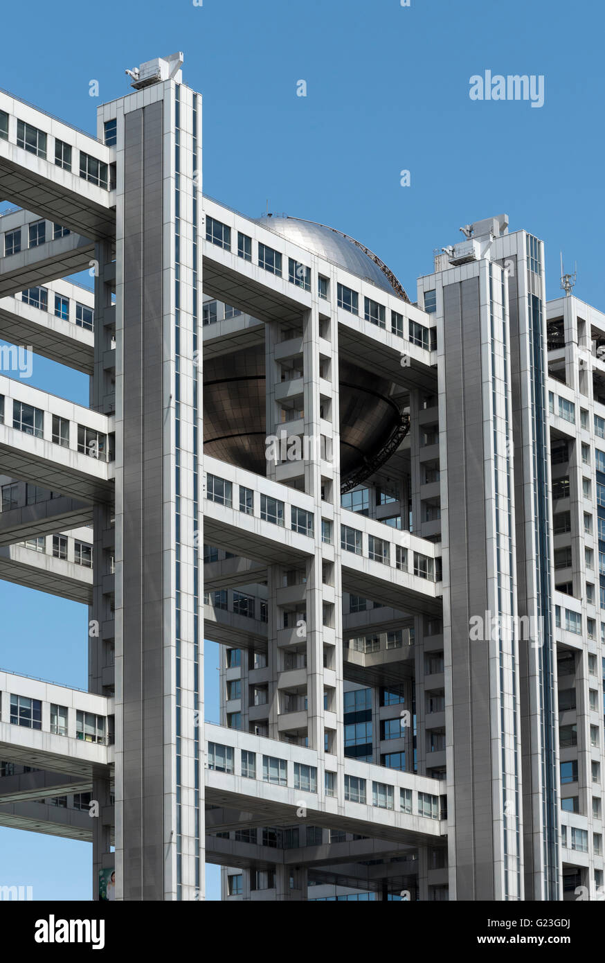 Fuji Television headquarters building in Odaiba (Daiba), Tokyo Bay, Japan Stock Photo