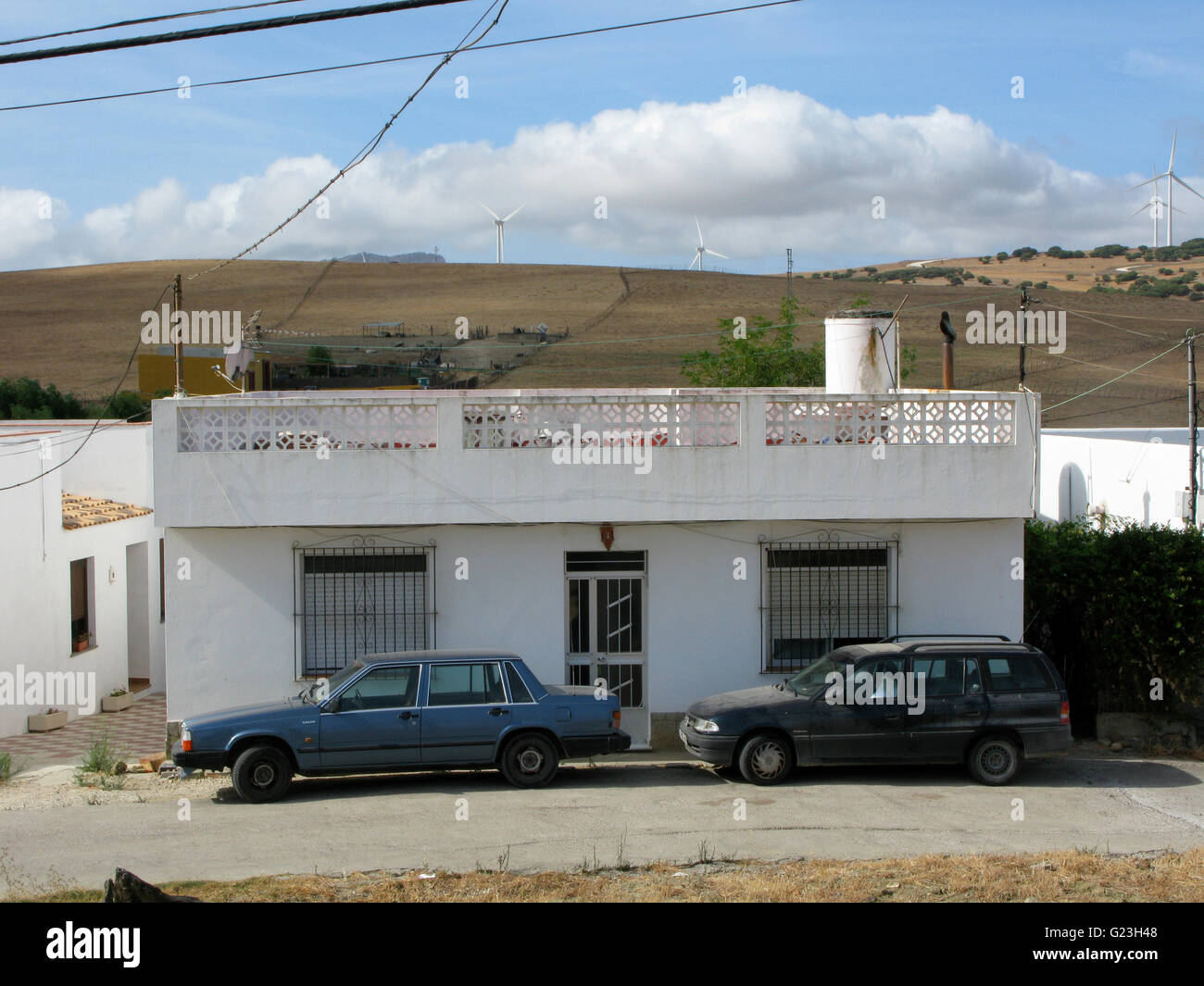 small house, middle of hot sunny day on outskirts of small Andalucian town. Stock Photo