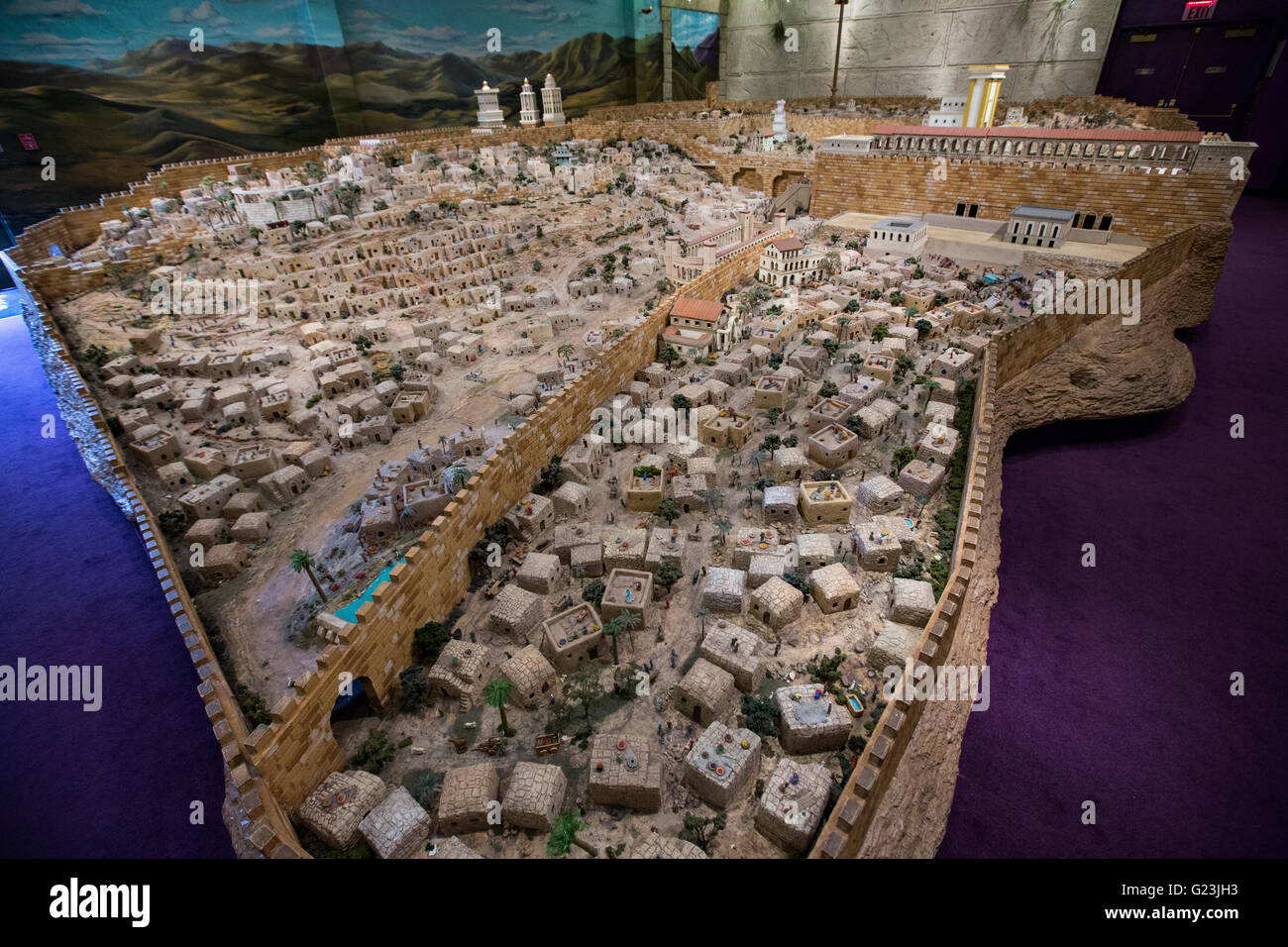 The Jerusalem Model A.D. 66 miniature model of Jerusalem in ancient Judea at the Holy Land Experience Christian theme park in Orlando, Florida. Stock Photo
