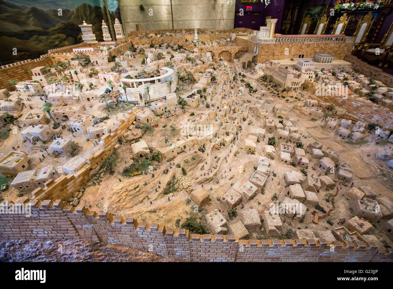 The Jerusalem Model A.D. 66 miniature model of Jerusalem in ancient Judea at the Holy Land Experience Christian theme park in Orlando, Florida. Stock Photo