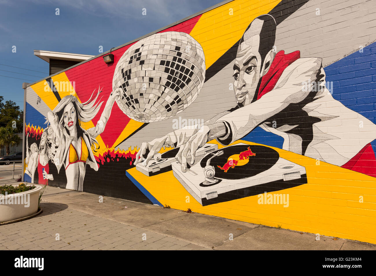 A wall art mural in the artsy Mills 50 district in Orlando, Florida. Stock Photo