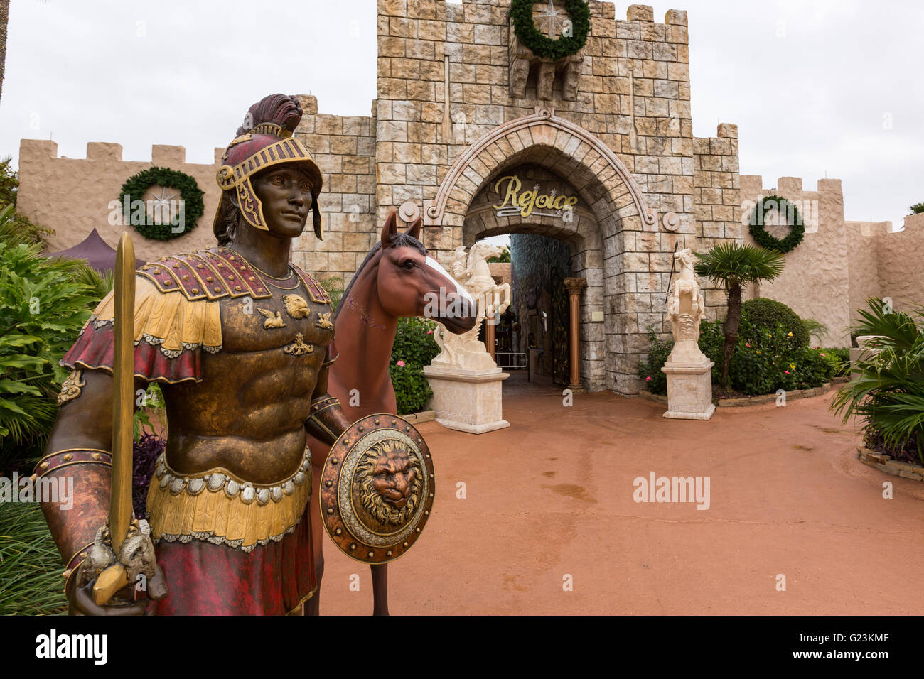 Entrance to the Holy Land Experience Christian theme park in Orlando, Florida. Stock Photo