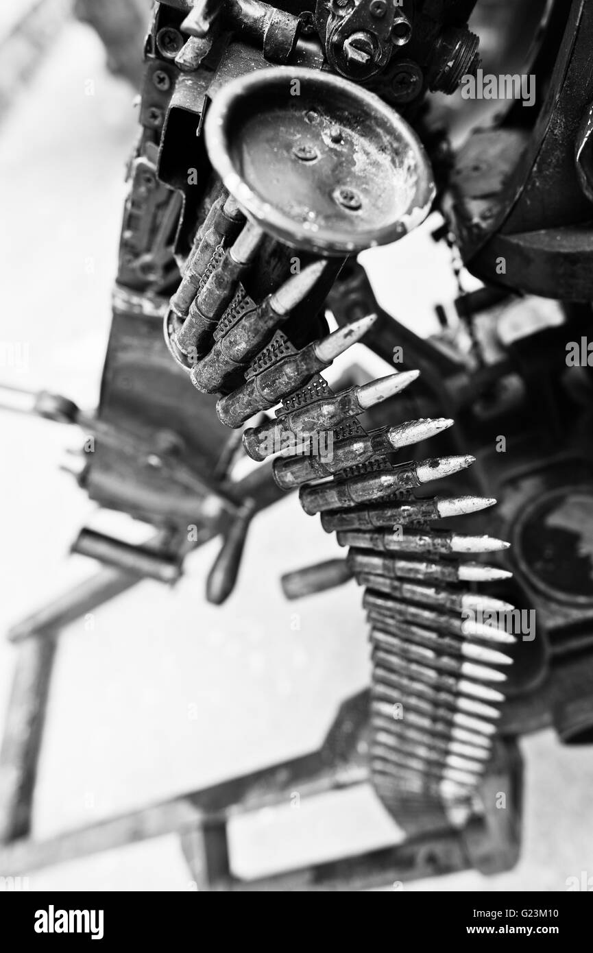 Cartridge belt of ammo at machine gun Stock Photo Alamy