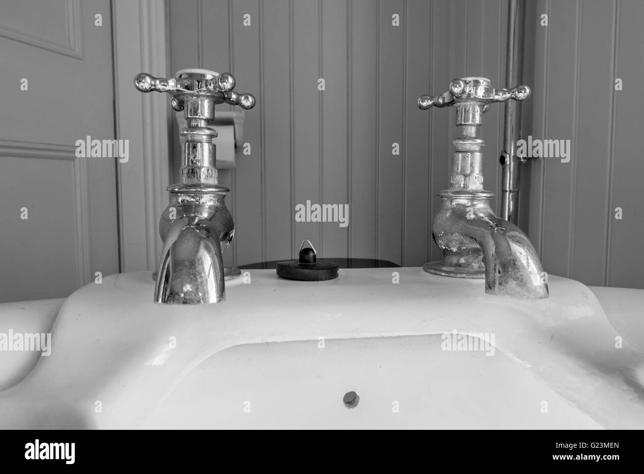 Bath taps (monochrome) Stock Photo