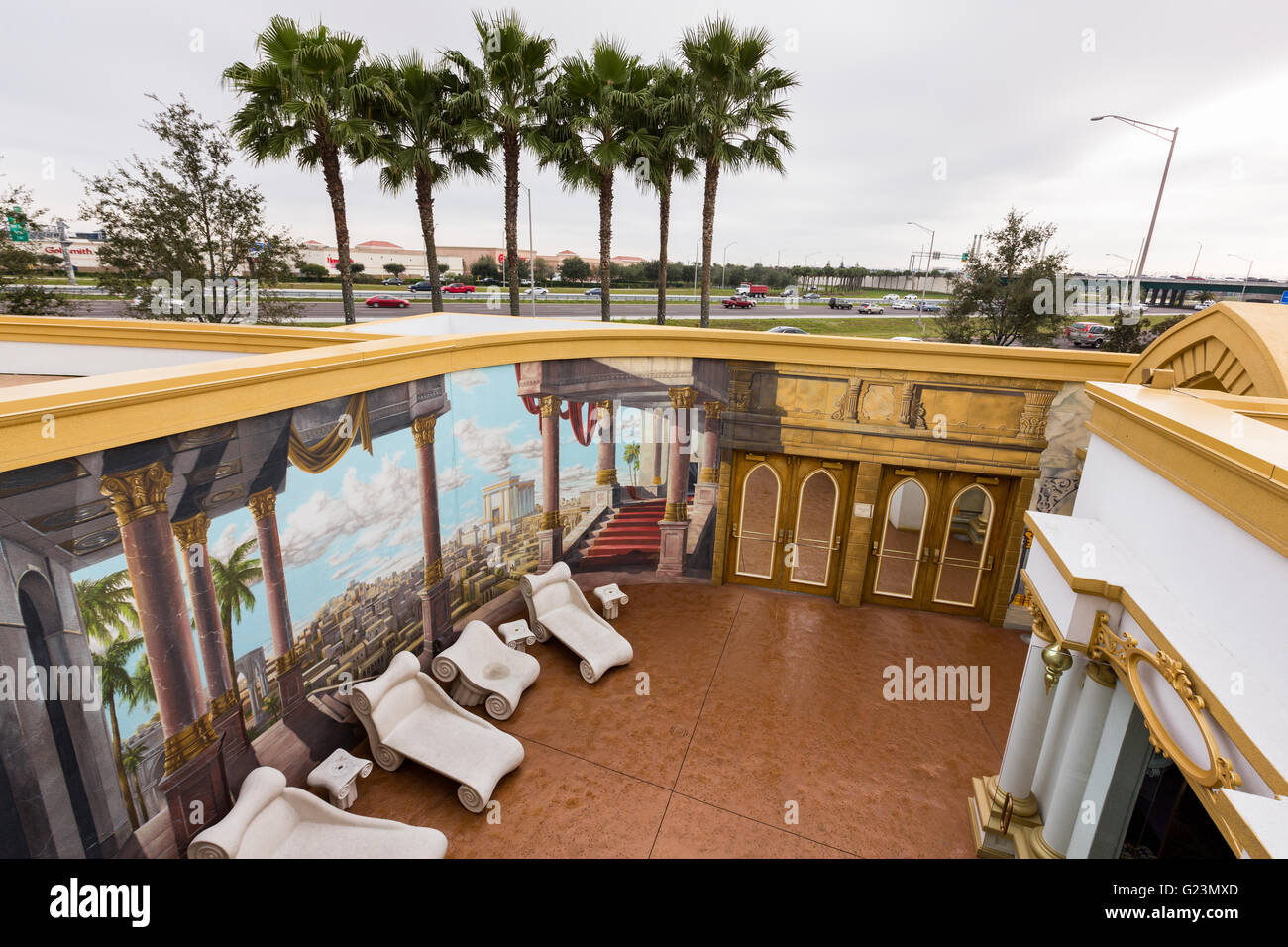 View toward Highway 4 from inside the Holy Land Experience Christian theme park in Orlando, Florida. Stock Photo