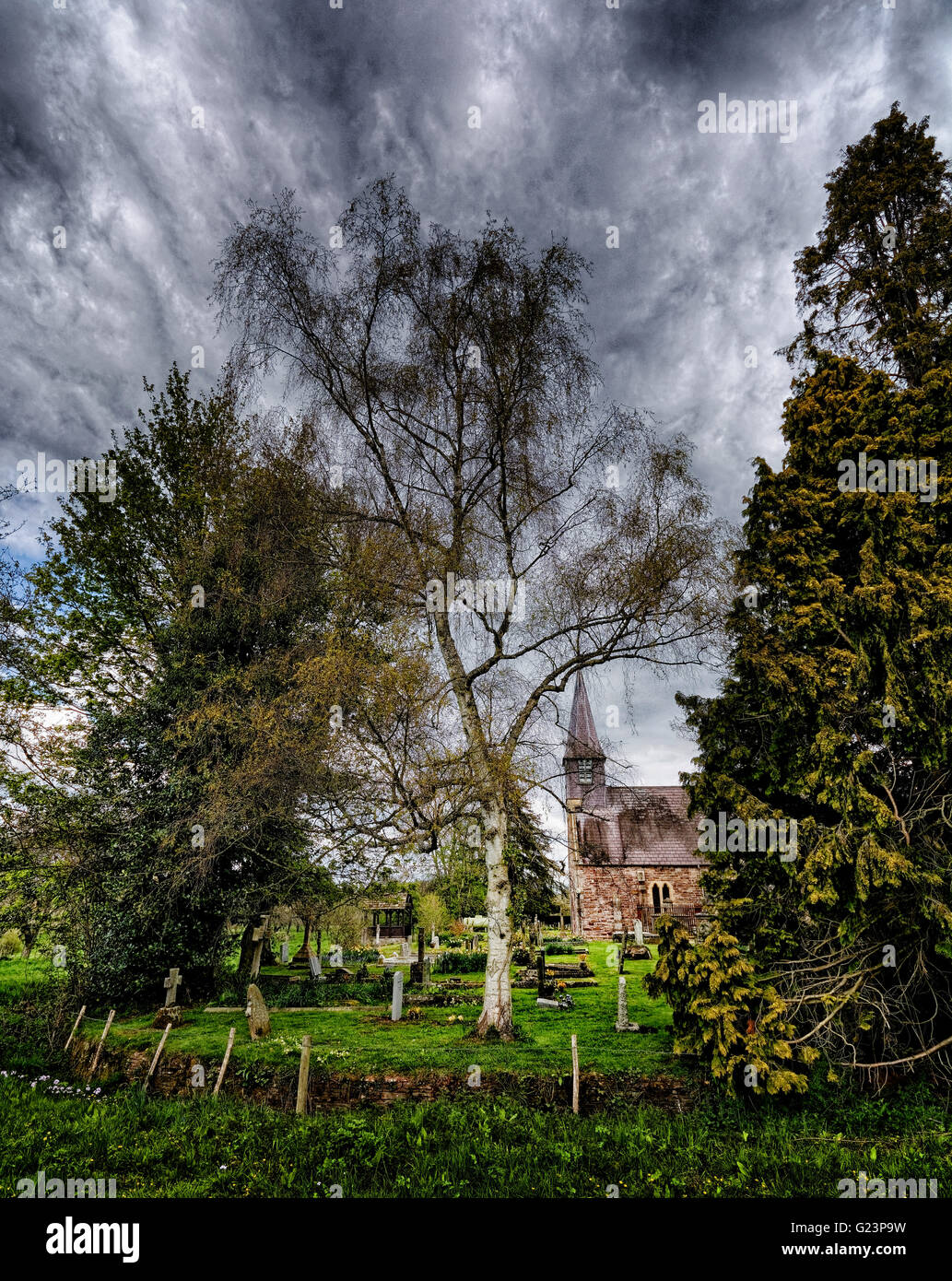 St Miachael's Church at Breinton Springs, near Hereford is a starting point for various guided walks Stock Photo