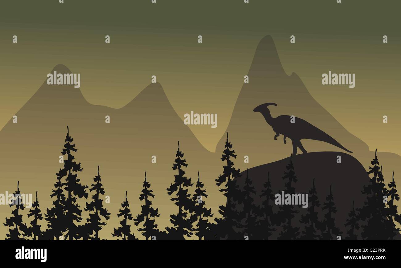 On cliff parasaurolophus silhouette Stock Vector Image & Art - Alamy
