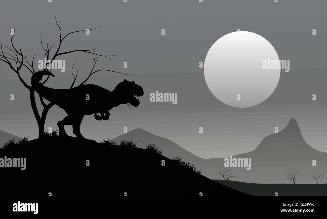Silhouette of allosaurus with moon Stock Vector Image & Art - Alamy