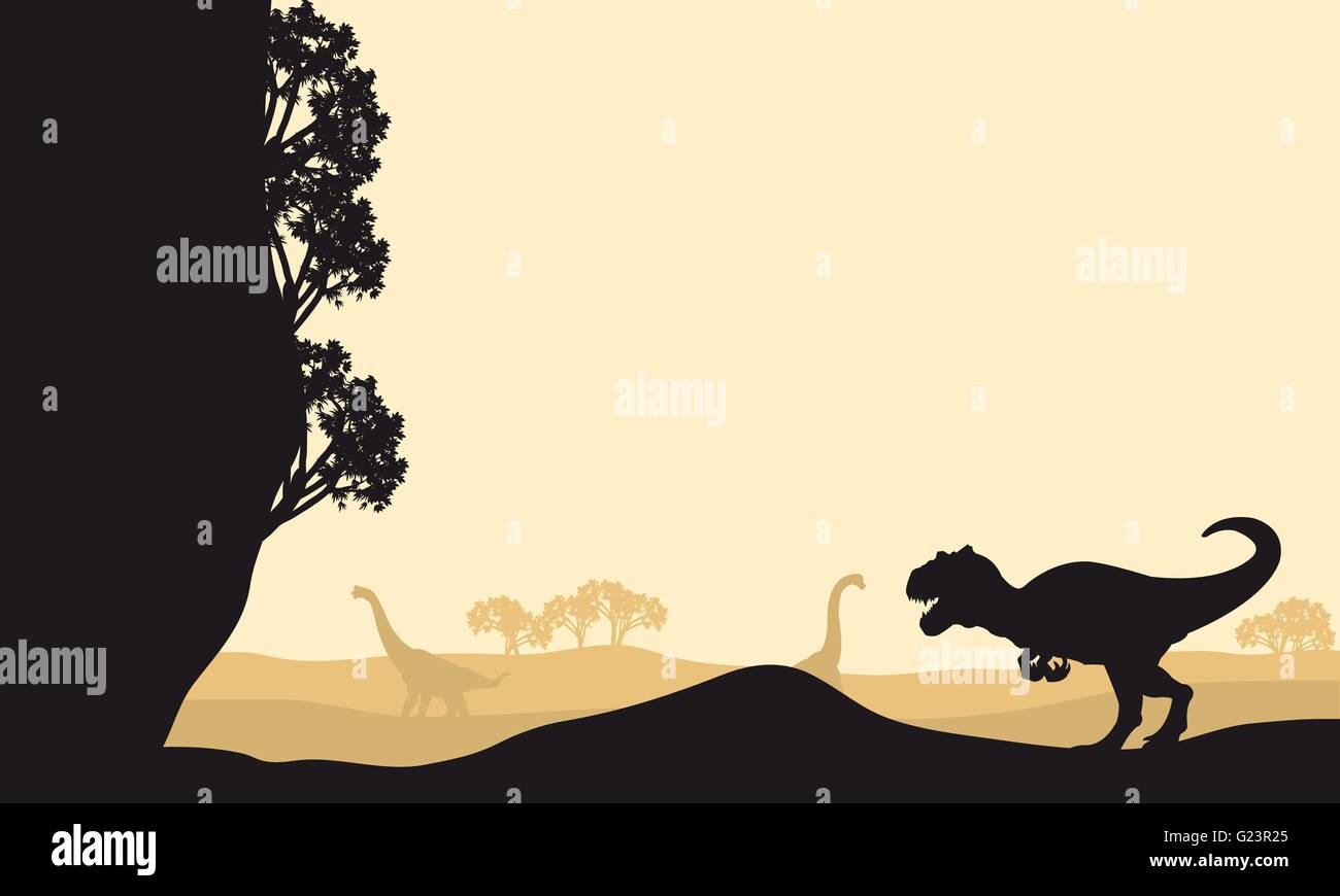 Silhouette of allosaurus with Brachiosaurus Stock Vector Image & Art ...