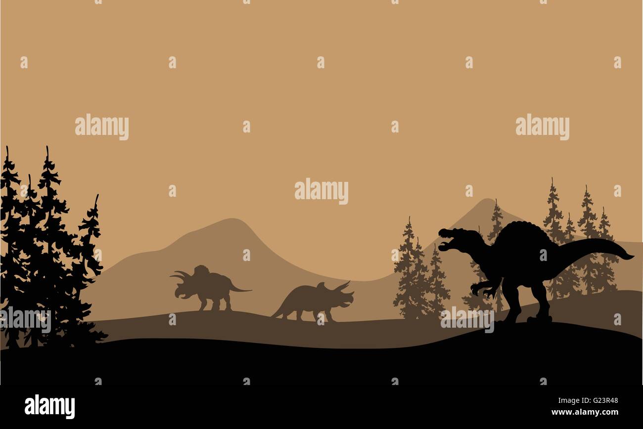 Silhouette of spinosaurus and Triceratops Stock Vector Image & Art - Alamy
