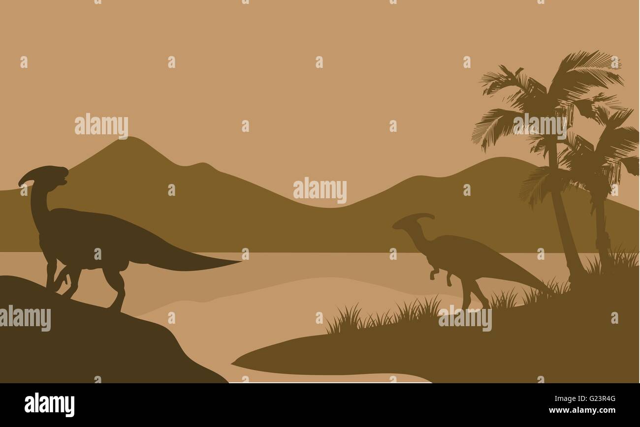 Silhouette of parasaurolophus in lake Stock Vector Image & Art - Alamy