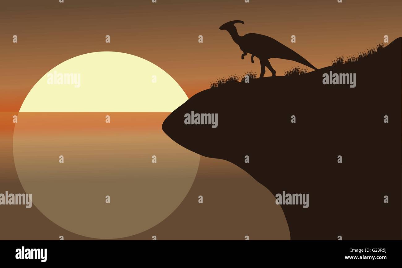 At afternoon silhouette of parasaurolophus Stock Vector Image & Art - Alamy