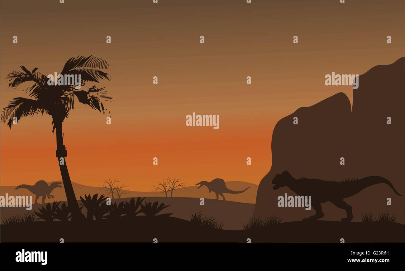 Silhouette of Spinosaurus and Allosaurus Stock Vector Image & Art - Alamy