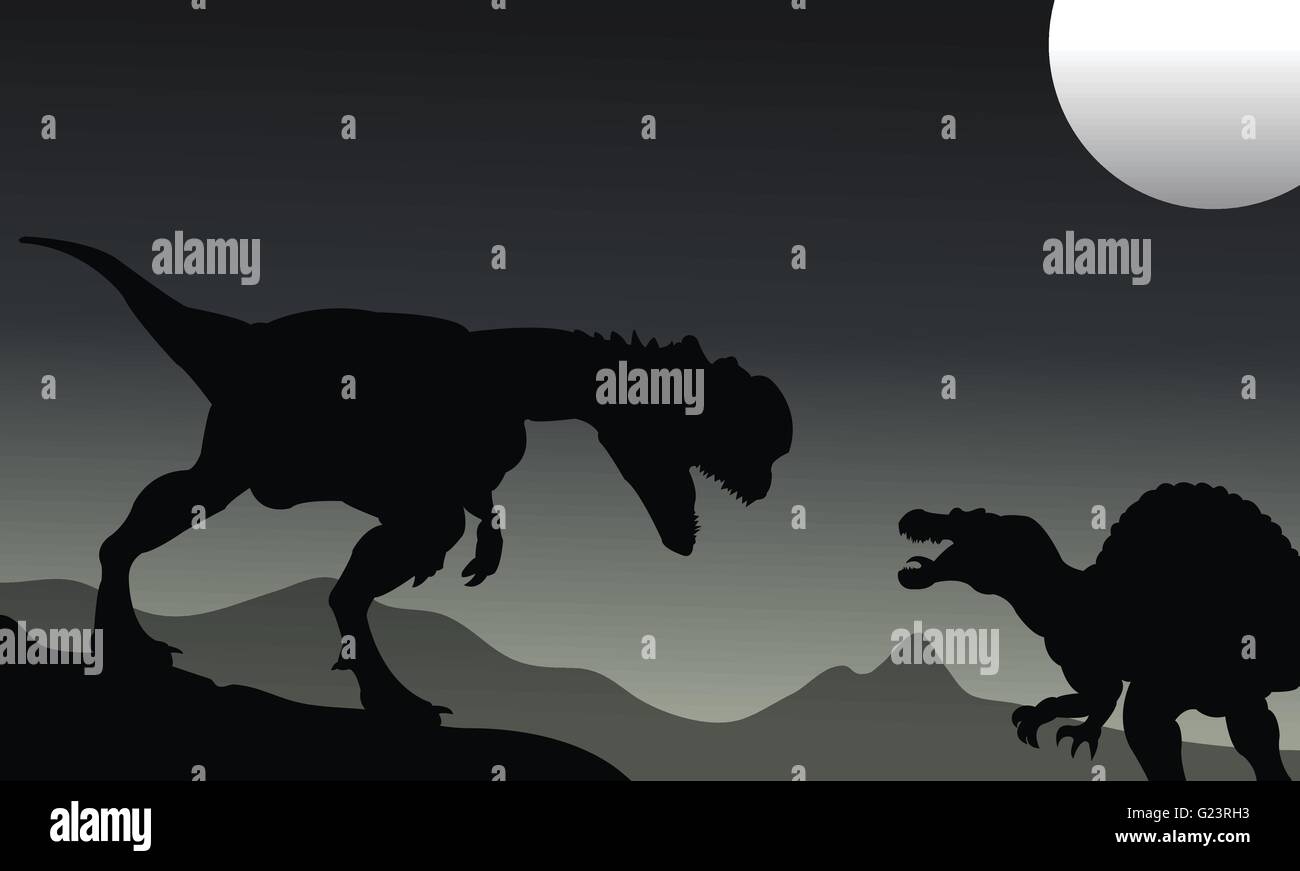 Silhouette of Spinosaurus and dilophosaurus Stock Vector Image & Art ...